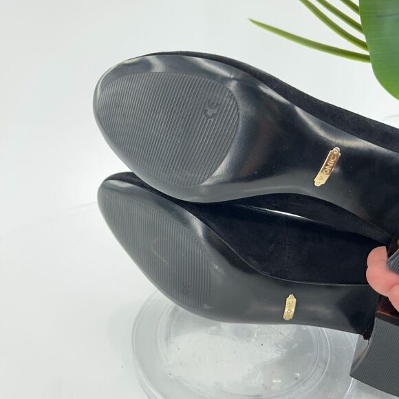 Vionic Womens Natalie Pump Size 8 Black Suede Tortoise Shell Heel Dress Shoe - Picture 11 of 16